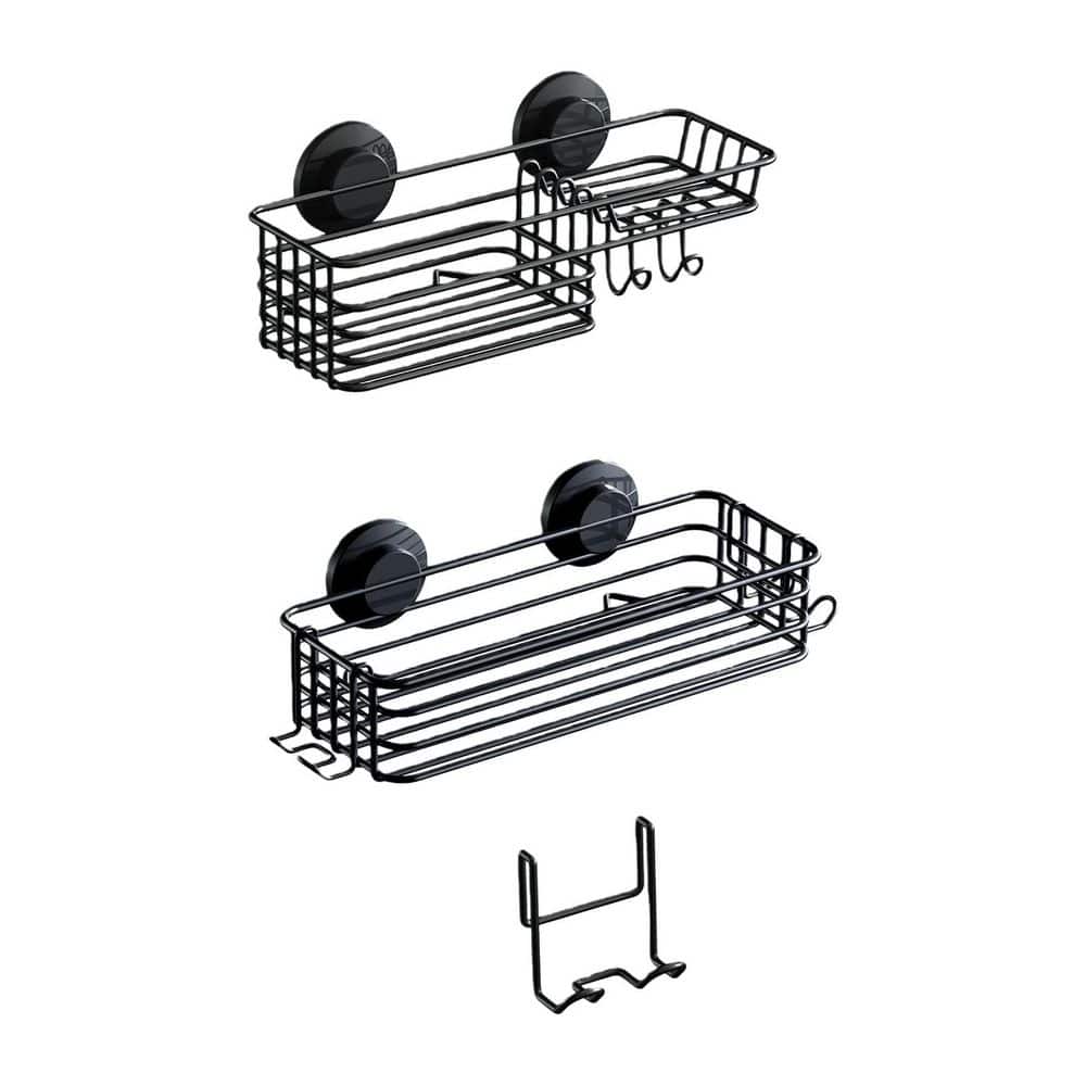 2 Pack Stainless Steel Shower Caddy Suction Cup with Hooks and Soap holder, NO-Drilling Bathroom Holder in Black price history on PriceWatchPro