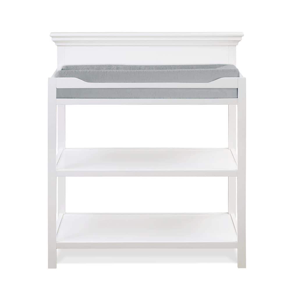 White Universal Changing Table with 2-Open Shelves