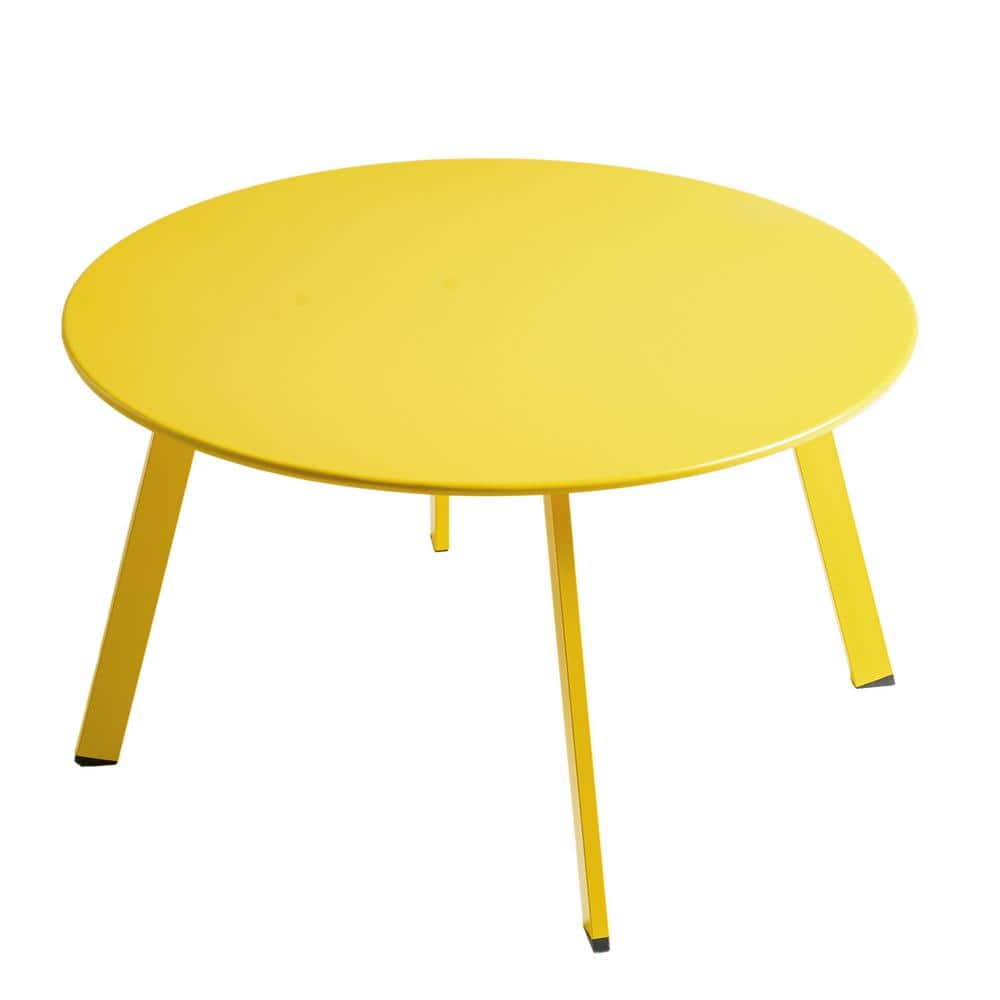 DESwan Yellow Round Steel Outdoor Coffee Table BSC-ZY010-YE - The Home ...