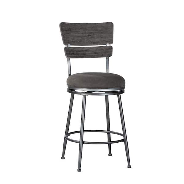 Hillsdale Furniture Melange 26 in. Charcoal and Dark Gray Wire Brush Wood Back Swivel Counter Stool