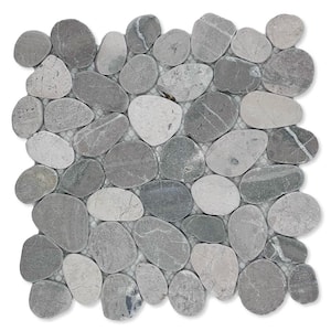 Sliced Pebble Greige 11-1/4 in. x 11-1/4 in. x 9.5 mm Mesh-Mounted Mosaic Tile (9.61 sq. ft./case)