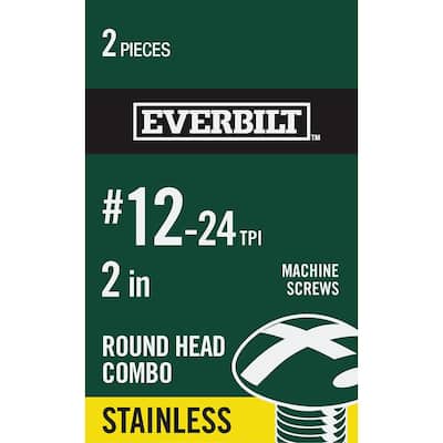#12-24 x 2 in. Stainless Steel Combo Round Head Machine Screw (2-Pack)