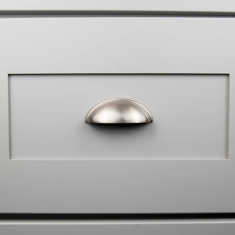 Satin Nickel Brushed Cup Drawer Pulls with Mounting Hardware