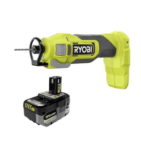 RYOBI ONE+ 18V Cordless Cut-Out Tool with ONE+ 18V 4.0 Ah HIGH PERFORMANCE Battery