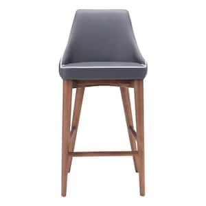 26 in. Gray Low Back Wood Counter Height Bar Chair with Upholstery Seat