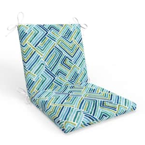 Geometric 18 in W x 3 in H Outdoor Piece Solid Back Dining Chair Cushion Set with Ties 1-Count in Estie Ocean