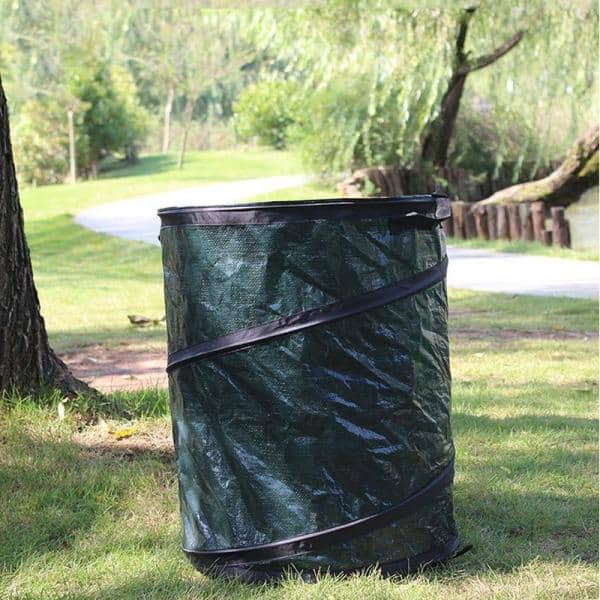 Reusable Gardening Lawn and Leaf Container with Lid for The Trash Waste Laundry Compost Refuse 23 Gallon Garden Waste Bag Camping Trash Garbage Can 