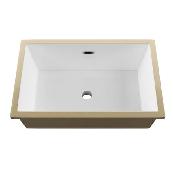 TOBILI 23.62 in. Undermount Bathroom Sink in White Vitreous China with Overflow Drain