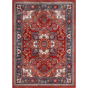 Tulsa Jackie Traditional Medallion Crimson/Red 5 ft. 3 in. x 7 ft. 3 in. Area Rug