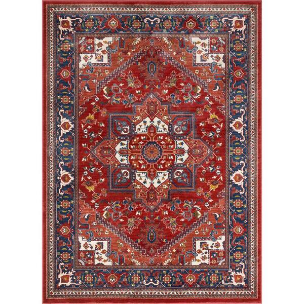 Well Woven Tulsa Jackie Traditional Medallion Crimson/ Red 7 ft. 10 in. x 10 ft. 6 in. Area Rug
