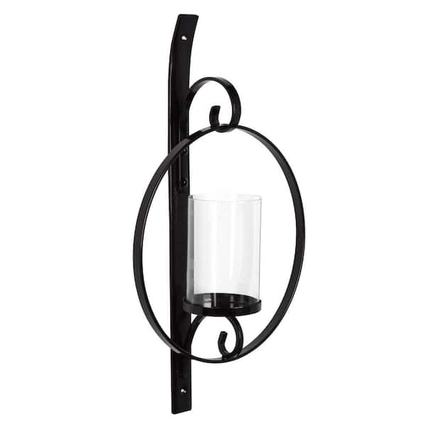 Kate and Laurel Doria Black Metal Candle Sconce