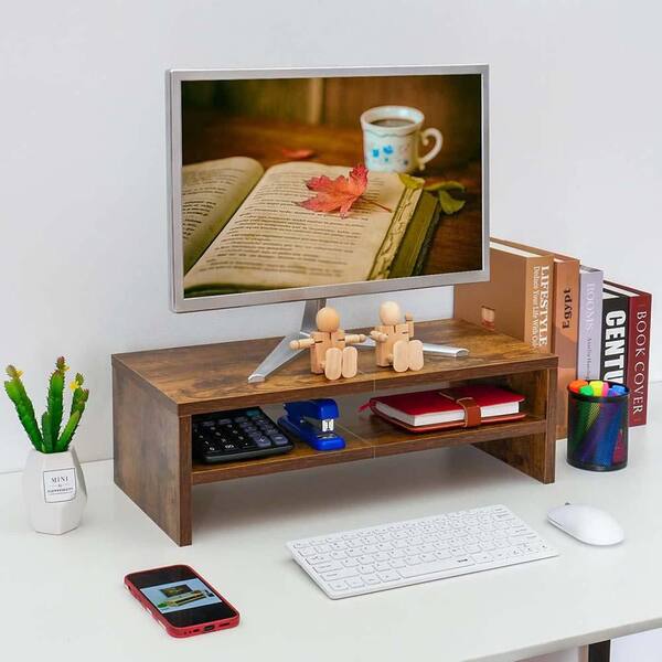 Computer Monitor Stand Riser With Drawer, 2-Tier Desk Accessories