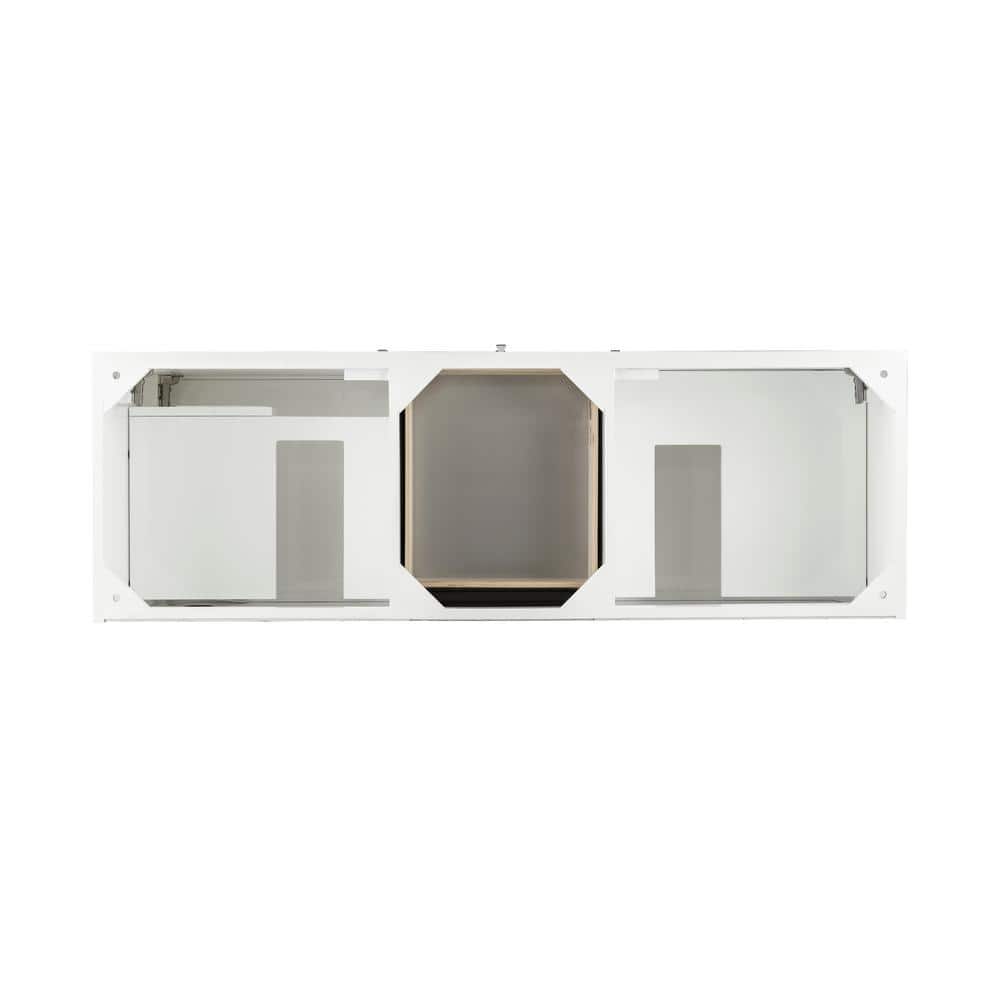 Glossy White Double Vanity Base with Soft-Close Hinges