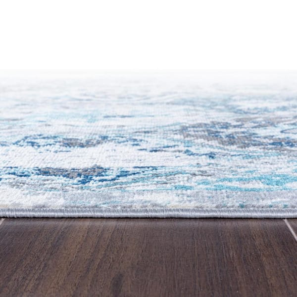 8 ft. x 10 ft. Blue Trellis Bordered Moroccan Area Rug