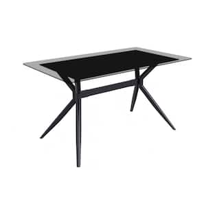 Elega Modern Clear Glass 55.11 in. 4 Legs Dining Table 6 Seater