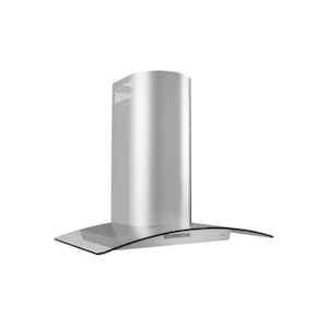 Milano 36 in. Convertible Wall Mount Range Hood with LED Lights in Stainless Steel with Glass Canopy