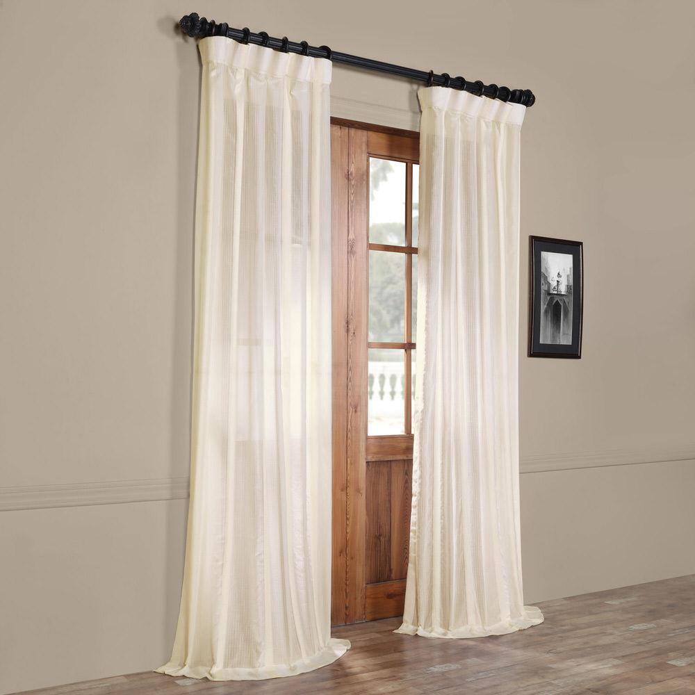 Antigua Off White Linen Blend Sheer Curtain Panel 50" x 84"