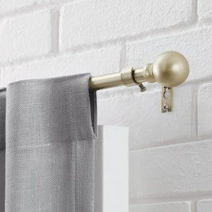 48 in. - 84 in. Telescoping 5/8 in. Single Curtain Rod Kit in Champagne Gold with Ball Finials