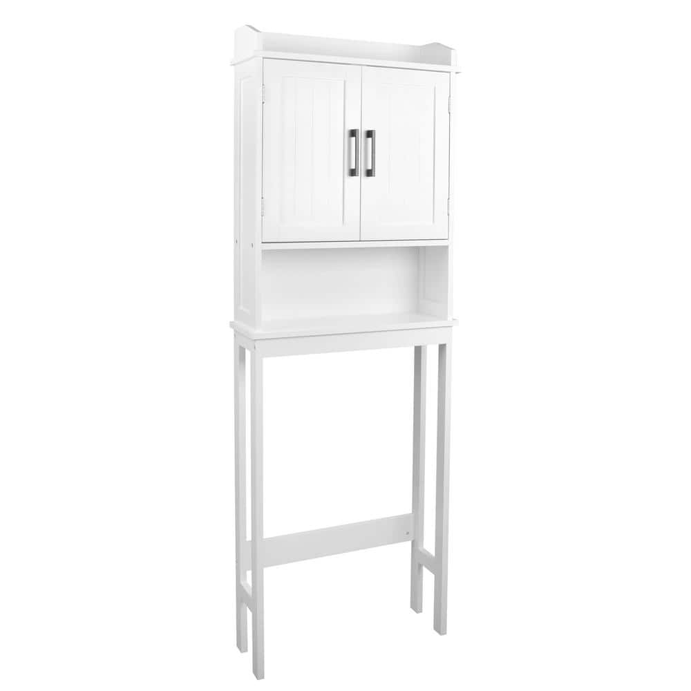 White MDF Over-the-Toilet Storage Cabinet with 3 Shelves