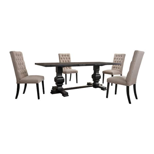 Best Master Furniture Michelle 5-Piece Rustic Black Rectangular Dining Set