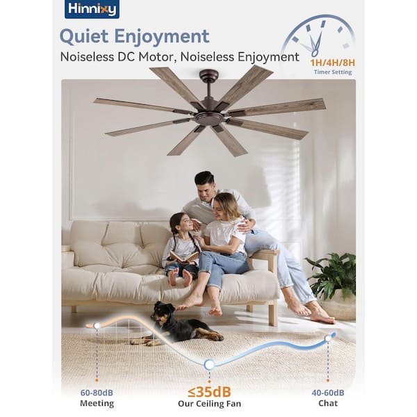 HINNIXY 65 in. Large Dark Wood Indoor/Covered Outdoor Downrod