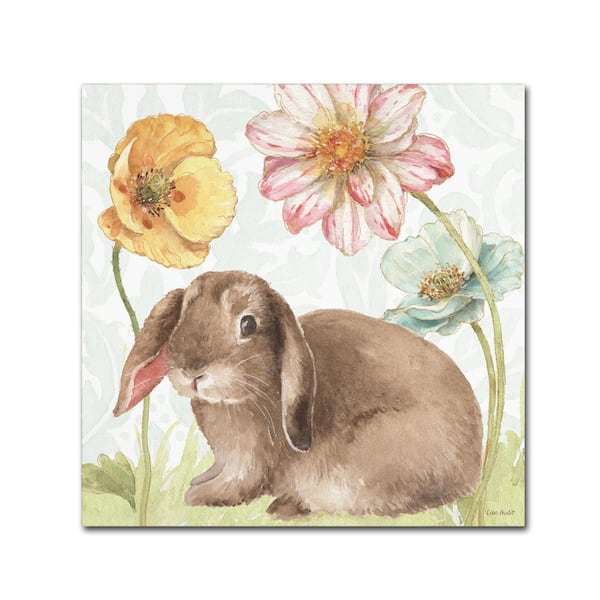 Trademark Fine Art 14 in. x 14 in. "Spring Softies Bunnies III" by Lisa Audit Printed Canvas Wall Art