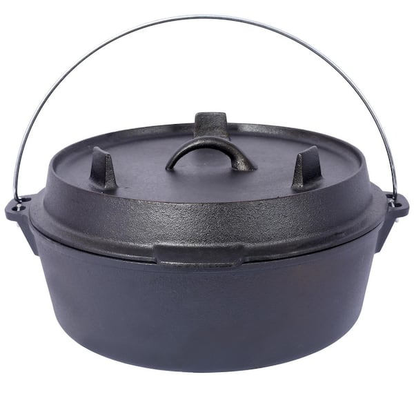 Unbranded 4.5 qt. Pre-Seasoned Dutch Oven with Skillet Lid-Outdoor Camping Deep Pot for Campfire, Fireplace, BBQ, Baking