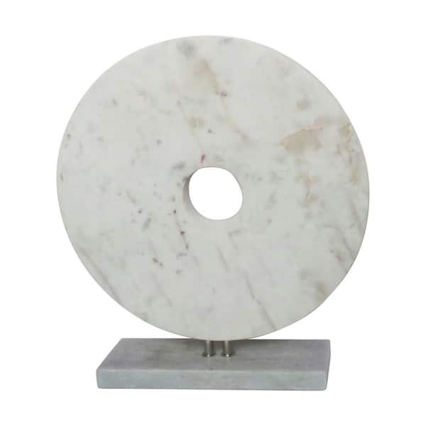 Liv & Skye Marble 18 in. Disk with Base in White