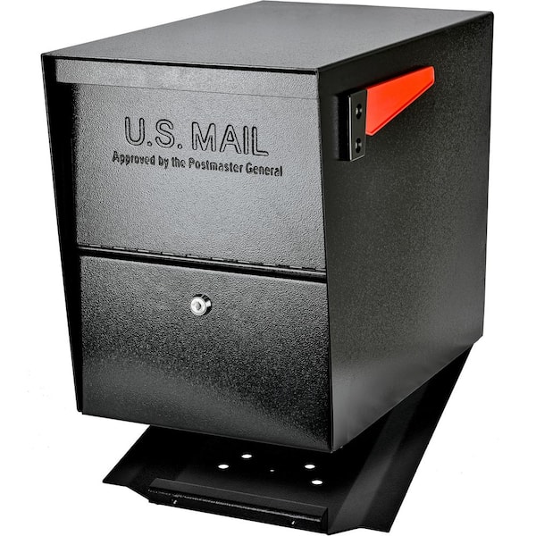 Package Master X4 Locking Post Mount Mailbox Combo Kit, Black, Surface Mount Post, 4-Compartment High Security Cluster