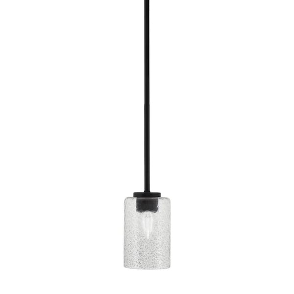 Unbranded Elonia 100-Watt 1 Light Matte Black Stem Mini Pendant Light with 6 in. Smoke Bubble Glass Shade