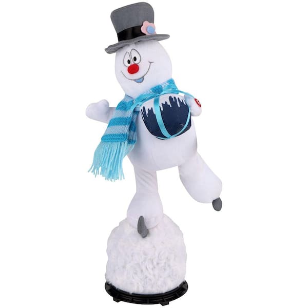 Unbranded 16.14 in. Ice Skating Animated Plush Frosty in Ice Skates Icy Blues