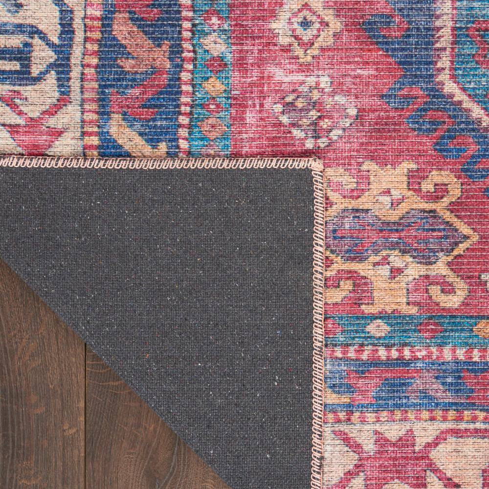 Nicole Curtis Red and Navy Floral Cotton Chenille 6' x 9' Area Rug