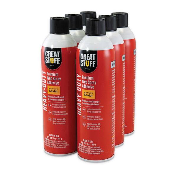 GREAT STUFF Heavy-Duty Web Spray Adhesive - 14oz - Clear - Aerosol - 6PK