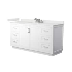 Miranda 66 in. W x 22 in. D x 33.75 in. H Single Bath Vanity in White with White Quartz Top