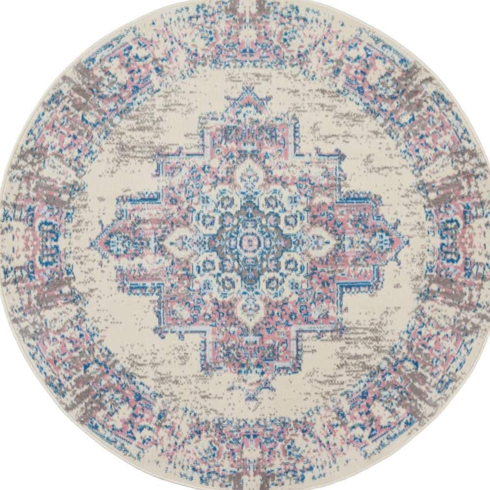 5' Round White Medallion Washable Area Rug Runner Rug price history on PriceWatchPro