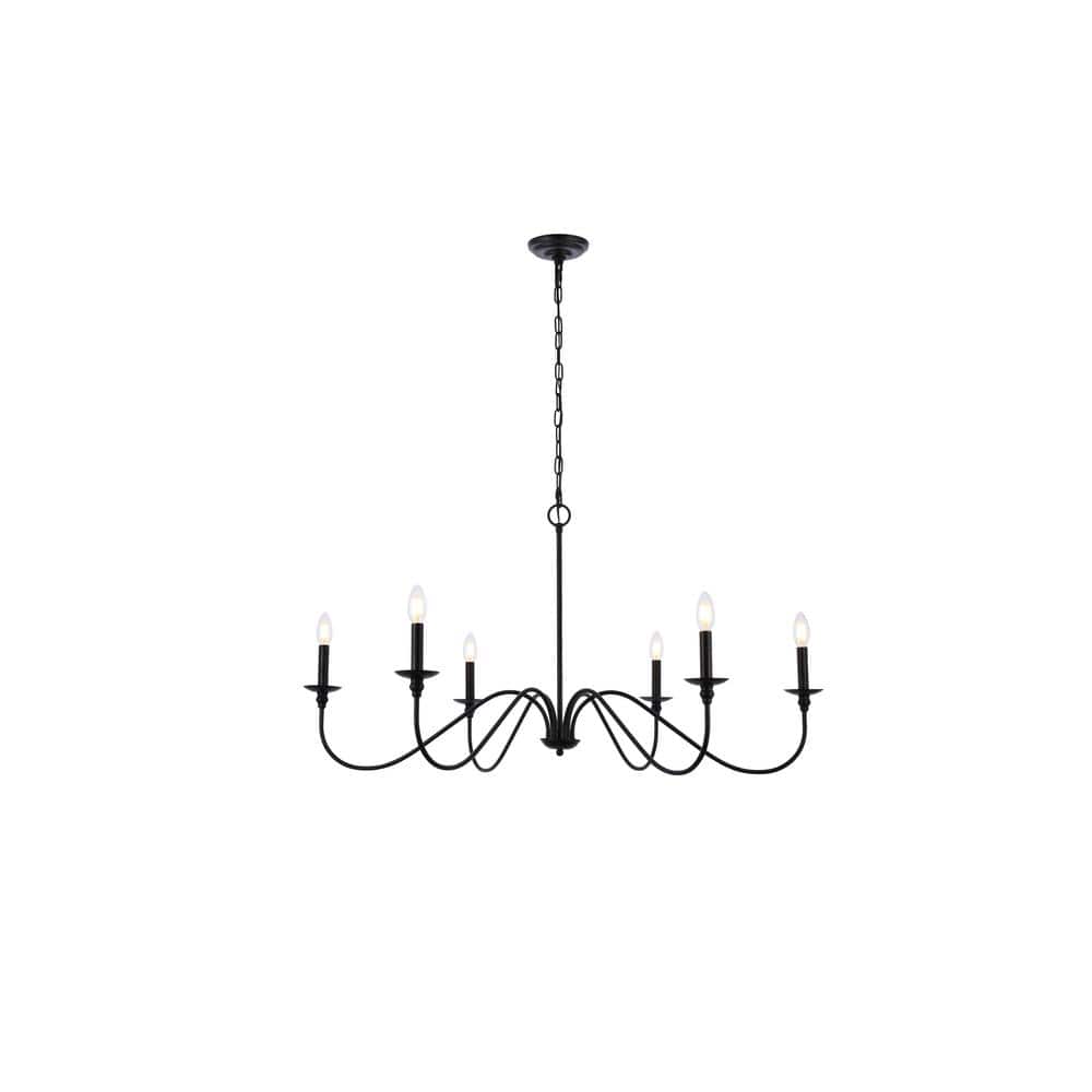 Timeless Home Roman 42 in. W x 22 in. H 6-Light Matte Black Pendant