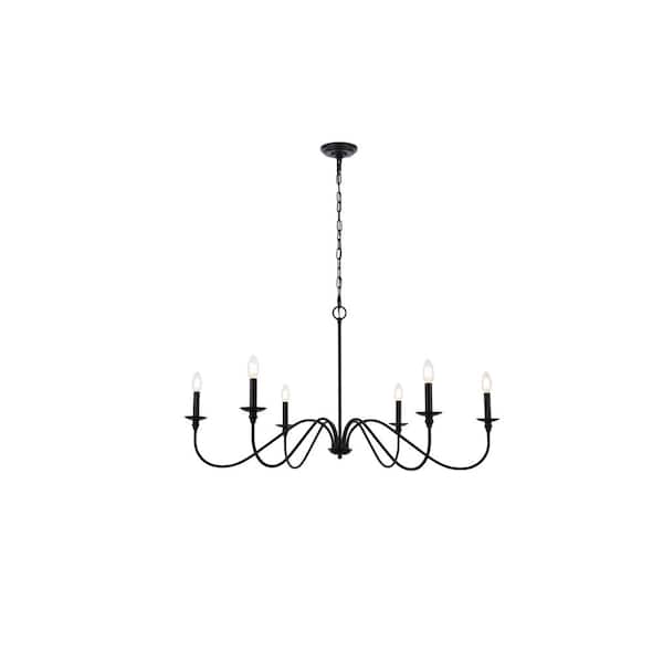 Unbranded Timeless Home Roman 42 in. W x 22 in. H 6-Light Matte Black Pendant