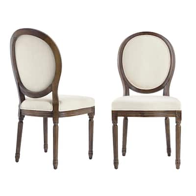 Ellington Haze Wood Upholstered Dining Chair with Rounded Back Ivory Seat (Set of 2) (19 in. W x 38 in. H)