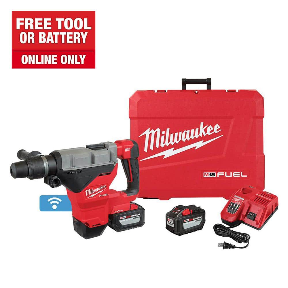 Milwaukee M18 FUEL ONE-KEY 18V Lithium-Ion Brushless Cordless 1-3/4 in. SDS-MAX Rotary Hammer with Two 12.0 Ah Battery