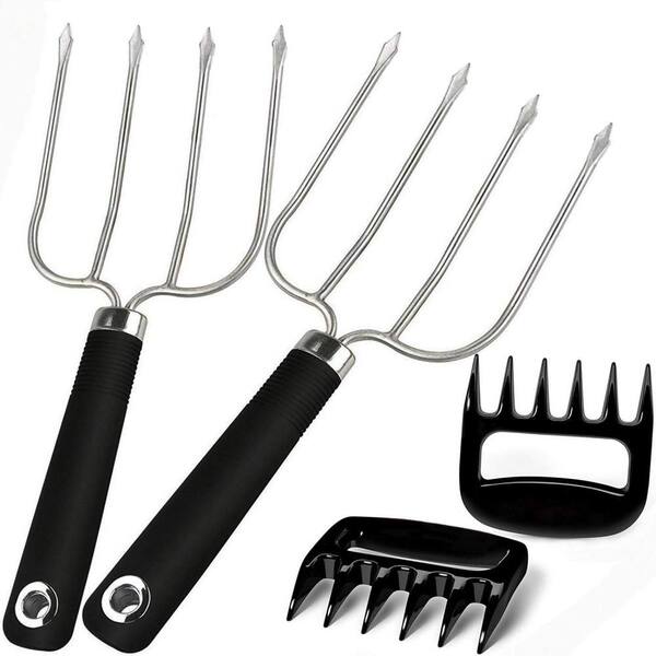 Stainless Steel Meat Claws and Forks with Strong Endurance for Lifting and Handling Meats, BBQ and Thanksgiving (4-Pack)