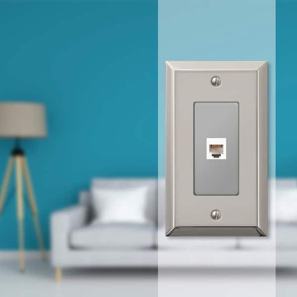 Metallic 1 Gang Phone Steel Wall Plate - Polished Nickel