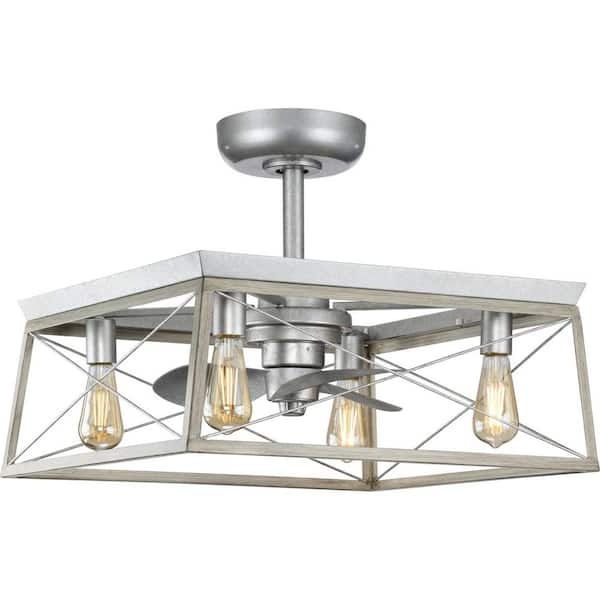 Briarwood 22 in. Indoor/Outdoor Grey Farmhouse Ceiling Fan with 2200K Light Bulbs Included with Remote for Bedroom