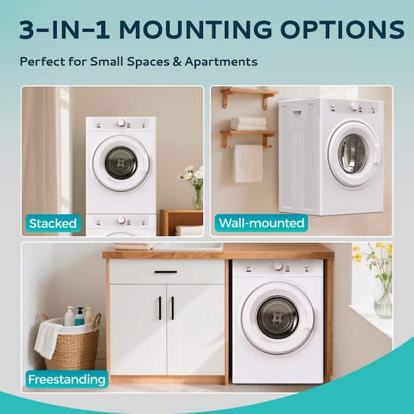 EUHOMY 3.5 cu. ft. vented Front Load Stackable Electric Compact