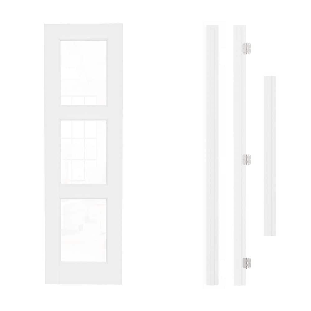 24 in. x 80 in. 3-Lite Clear Glass Right Hand White Solid Core Glass Single Prehung Interior Door+ Quick Assemble Jamb price history on PriceWatchPro