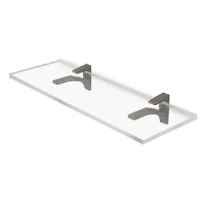 6 in. W x 0.75 in. H x 24 in. D Wall Mounted Clear Acrylic Rectangular Shelf 3/4 in. Thick in Brushed Nickel SC Brackets