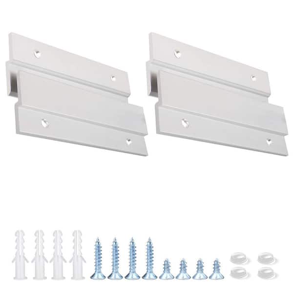4 in. Aluminum Wal Mounting Bracket Hardware Kit for Hanging Mirrors, Picture, Shelf, Whiteboard, Art, Frames (2-Pairs)