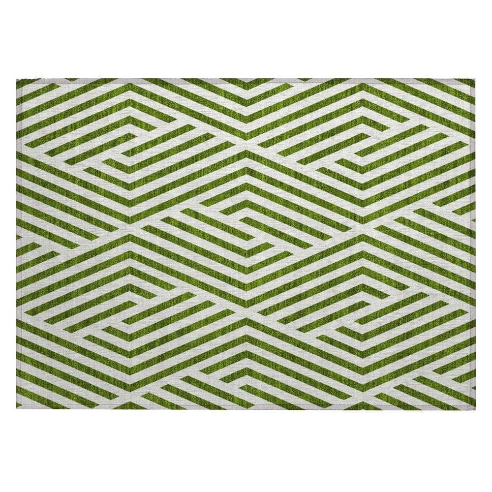 Lime Green and White 2 ft. x 3 ft. Woven Geometric Rectangle Indoor/Outdoor Area Rug price history on PriceWatchPro