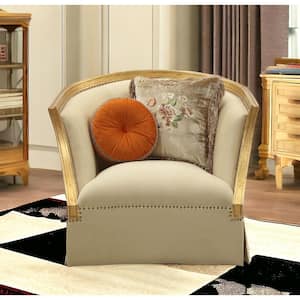 Amelia 38 in. Gold Fabric Bucket Chair with Nailhead Trim