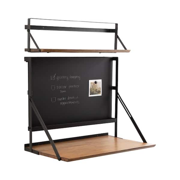 McAllister 27 in. W x 18 in. D Rustic Brown/Black Wood Decorative Wall Shelf