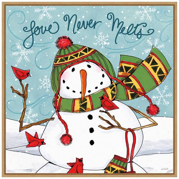 Amanti Art 22 in. Snowplace Like Home V Christmas Holiday Framed Canvas Box Wall Art